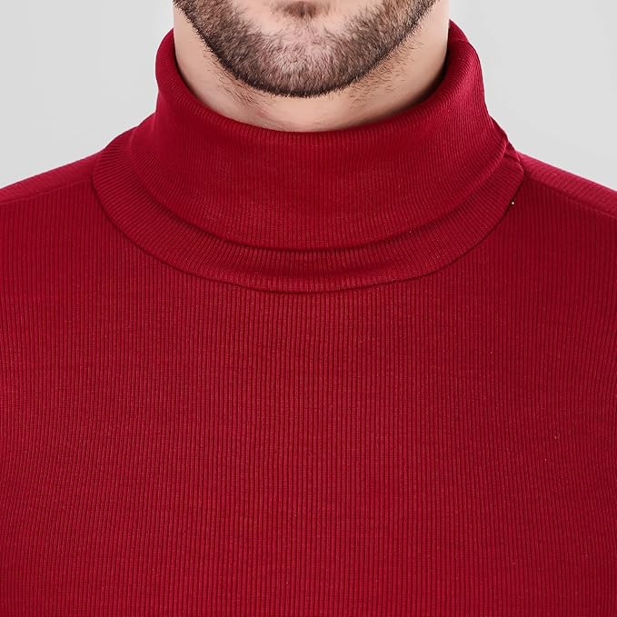 Mens red roll neck best sale